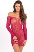 "Open Season Off-Shoulder Mini Dress - Sangria - S/m RR-7083SGASM"
