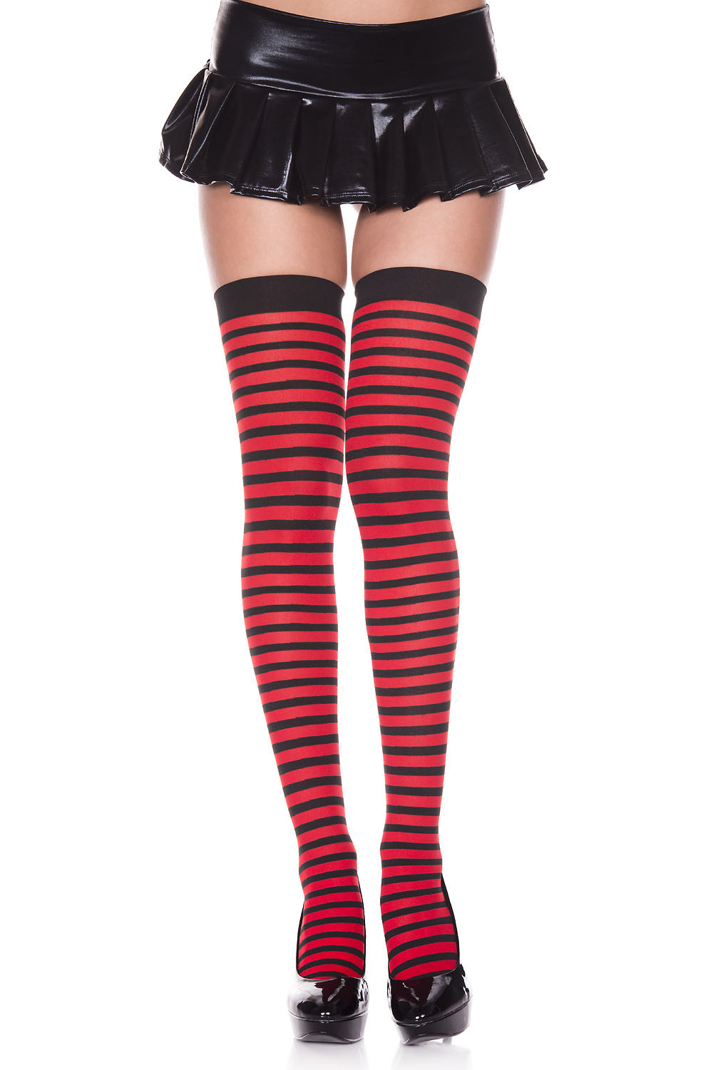 "Striped Thigh Hi - One Size - Red / Black ML-4741-REDBLK"