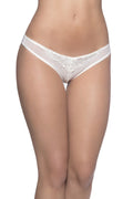 "Crotchless Thong With Pearls and Venise Detail - White - 3x4x OH-2066X-WHT3X4X"