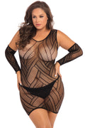 "Throw Down 3 Pc Mini Dress Set - Plus Size - Black RR-7085-BLK1X3X"