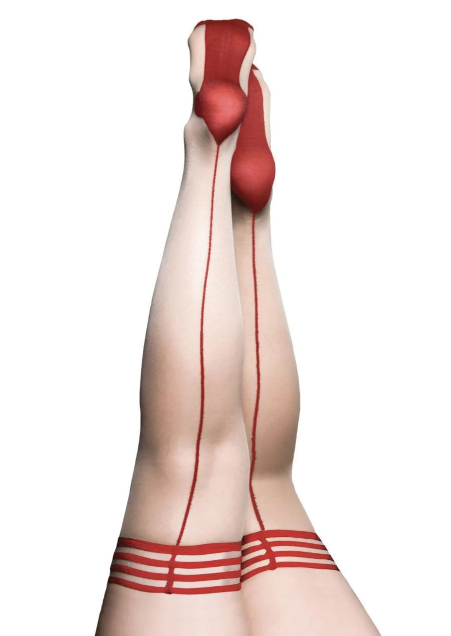 "Whitney -Red Back Seam Thigh High - Size C - Nude KX-1334C-NUD-C"
