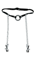 "Fetish Fantasy Series Limited Edition O-Ring Gag and Nipple Clamps - Black PD4419-23"